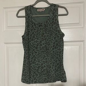 Dolan Olive Leopard Print Tank Top